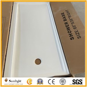 [Hot Item] Left/Right off Set Drain Three Flange Cultured Marble Shower Base