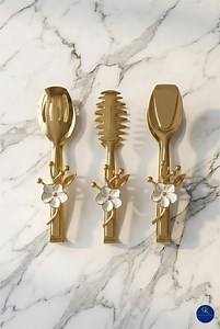 Gold Serving Tongs Set of 3, Vintage Floral Salad Servers, Farmhouse Kitchen Decor - Etsy Canada