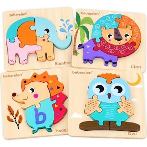 [Hot Item] Wooden Puzzles Shape Chunky Puzzle Montessori Gifts Educational Toy