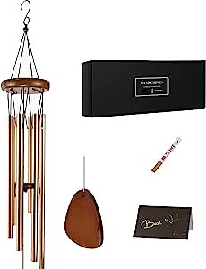 Wind Chimes for Outside Memorial Wind Chimes-Sympathy Wind Chimes Deep Tone (Golden, 32'')