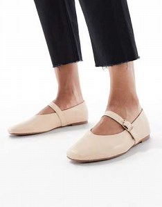 SEQWL Iris high vamp ballet flats in cream | ASOS