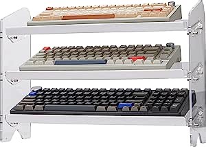 Keyboard Mouse Organizer Acrylic Keyboard Display Stand, 3 Tiers Transparent Acrylic Frame Stand for Mechanical Gaming Keyboard Mouse Headset Desktop Storage Rack