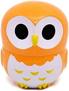 Dolovemk Kitchen Timer,Analog Timer,60 Minute Wind Up Timer Egg Timer-Loud Ring Timers,No Batteries Required 100% Mechanical (Owl Orange)