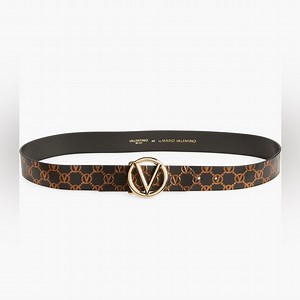Valentino by Mario Valentino Black and Brown Belt with Gold Buckle