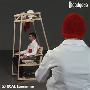 This rocking chair knits a winter hat for you. Rocking-Knit combines a rocking chair and a knitting machine to offer the user with “productive moments of relaxation”. It’s made by Damien Ludi and Colin Peillex from the University of Art and Design Lausanne. | GIGadgets
