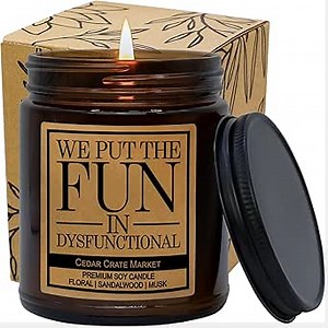 Funny Candles - We Put The Fun in Dysfunctional - Best Friends Funny Candles Gifts for Women, Men, Best Friends Birthday Gifts, Friendship Candle for Her, Girlfriend, Boyfriend - Made in USA