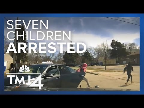 Police video shows 7 teens arrested after stolen Kia chase