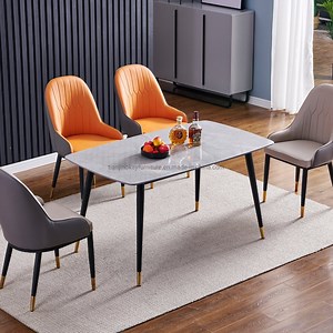 [Hot Item] Modern Furniture Metal Feet Ceramic Top Extendable Ceramic Dining Table
