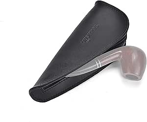 Leather Tobacco Pipe Pouch - Portable Zipper Single Tobacco Pipe Travel Case, Retro Fashion Pipe Tobacco Pouch Case, Pipe Pouch for Smoking Tobacco Suitable for Leisure Daily Work Travel