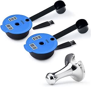 Reusable Coffee Discs 60+180ML Refillable Pods For Bosch Coffee Maker, BENFUCHEN Reusable Pods With A Stainless Steel Espresso Hand Tamper Coffee Filling Tool 51mm