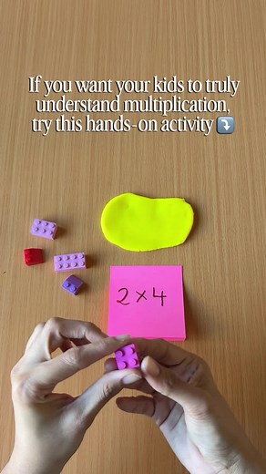 We stamped LEGO bricks into playdough to make arrays, and suddenly multiplication made sense. Kids can see, touch, and count instead of feeling confused by numbers on a worksheet. This kind of play-based math helps kids build ✔️ number sense ✔️ visual understanding of multiplication ✔️ confidence with early math ✔️ focus and problem-solving skills Learning math doesn’t have to feel hard or boring—when kids play, their brains learn naturally. 💫 📌 Save this for your preschool or early elementary
