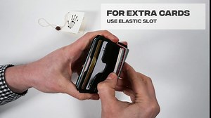 RFID Wallets for Men with Elastic Strap - Credit Card Holder Minimalist Flat Wallet for Men - Slim Mens Wallet - Front Pocket Wallet made of Vegetable-Tanned Leather (Black, Flexi with Accessory)