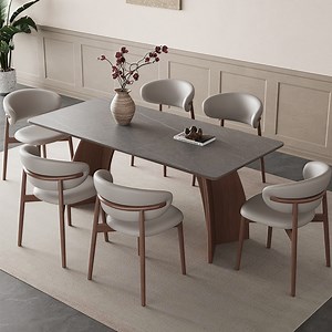 [Hot Item] Modern Villa Dining Table Set Sintered Stone Marble Top Rectangular Dining Table