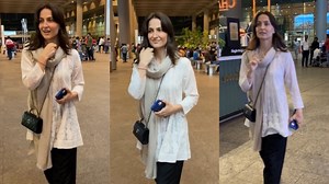 Swedish-Greek actress Elli AvrRam Looking Beautiful Spotted At Mumbai Airport | Varinder Chawla