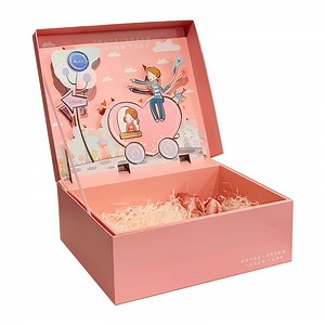 Custom Printed Pink Cardboard Luxury Paper 3D Pop up Flip Lid Decorative Gift Box