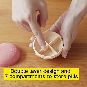Pill Organizer 7 Day Small Weekly Pill Cases Organizers Two-Layer Travel Medication Supplement Pill Containers with Large Separate Compartments Pink