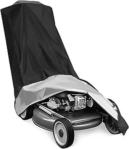 DJAPWPX-Outdoors Lawn Mower Cover, Heavy Duty 420D Polyester Oxford Push Mower Cover, Waterproof Sunscreen Lawnmower Covers, Anti-Tear Lawn Tractor Cover for 18-23inch Lawn Mower
