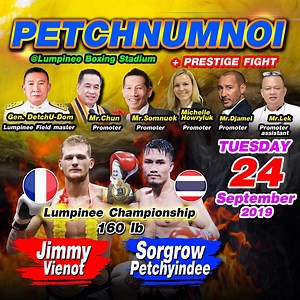 Jimmy VIENOT affrontera SORGRAW en première défense de sa ceinture du Lumpini