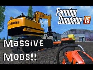 Farming Simulator 15: Massive Mods!! Claas 760 Combine and T200 Excavator!