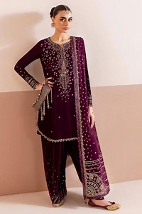Maroon Velvet Dress Bridesmaid Dresses & Salwar Kameez for Women | Embroidered Free Ship USA - Etsy Canada
