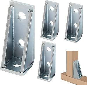4Pcs 3 Hole 90 Degree Gusseted Right Angle Brackets - Fitting for 1-5/8 Strut Channel, Thickness 5.75mm, 4" x 1-5/8" x 1-5/8" Gusset Corner Bracket