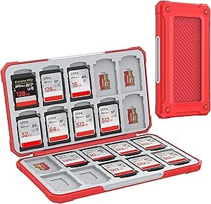 HEIYING Memory Card Case for SD/TF Cards,Portable SD Card Holder Storage Case Compatible with 20 SDXC SDHC and 20 TF Cards Slots