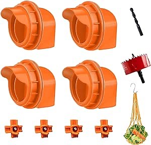 Chicken Feeder and Waterer Set No Waste Automatic Chicken Feeder Kit 4 Chicken Feeder Ports and 4 Chicken Waterer Nipples Chicken Vegetable Hanging Feeder