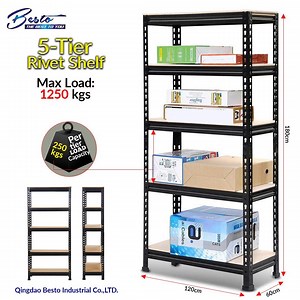 [Hot Item] Metal Steel Shelf Easy Assemble Slotted Angle Shelving Boltless Rivet Stacking Shelves