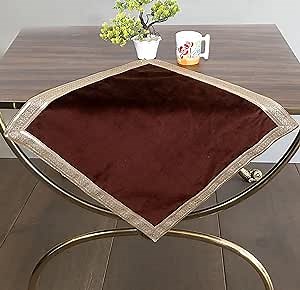 Indian Consigners Brown Velvet Cloth with Golden Shinny Border, Aasan, Alter, Altar, Tarot Table Cloth Holy Square Tablecloth