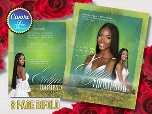 Green Lime Funeral Program Template: Celebration of Life (8.5x11, Canva, Digital) - Etsy