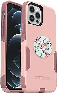 OtterBox Bundle Commuter Series Case for iPhone 12 & iPhone 12 Pro - (Ballet Way) + PopSockets PopGrip - (Retro Wild Rose)