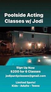 Poolside Acting Classes with Jodi Purdy! Limited Spots! Kids Teens Adults - 6 Classes for $200 - jodipurdyclasses@gmail.com Venmo @jodi-purdy61 @highlight | Jodi Purdy
