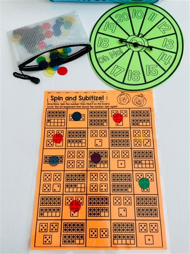 Spin and Subitize Teen Numbers! •Spin the Spinner •Identify the Numeral •Find and Cover the Matching Arrangement 🔗: https://www.teacherspayteachers.com/Product/Pumpkin-Blackline-Teen-Numbers-10134130 #kindergarten #maths #firstgrade #placevalueactivities | Erika Deane- Purposeful in Primary