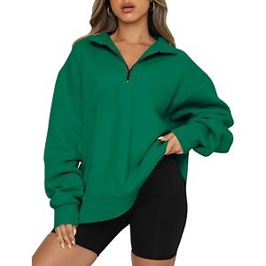 [Hot Item] Customize Logo Womens Half Zip Pullover Oversized Sweatshirts Fall Outfits Women Loose Fit Fashion Hoodies