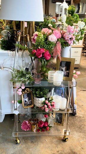 She’s a spring vibe in bar cart form — all the florals, all the pink, all the pretty. ✨🍸 ♥️ #BarCartStyle #BarCartGoals #SmallBusinessDecor #CocktailVibes #FloralDecor #PopOfPink #GoldAccents #ChicBarCart #StoreStyling #ShopSmallBiz #DecorInspo #PinkAndGold #CocktailReady #StyledSpaces #HomeBarInspo #BarCartDecor #SmallBusinessLove #StatementCart #PrettyAndPractical #ShopSmallStyle | Boodle Lou