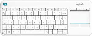 Logitech K400+ Keyboard, UK Wireless Touch, White, 920-007144 (Wireless Touch, White)