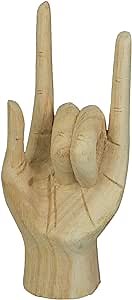 Zeckos Hand-Carved Wood ASL Sign Language 'I Love You' Gesture Statue - 7.75 Inches High - Graceful Elegance - Natural Finish Figural Sculpture for Home Decor
