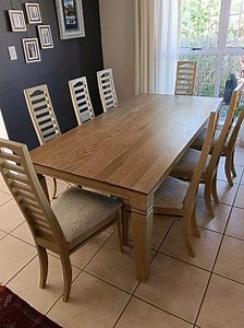 Refurbishing your dining room suite can be very impactful because it makes such a huge statement. On this one @chiselandchalk used Country Grey and finished it with Dark Chalk Paint™️ Wax. #usewhatyouhave #lightandbright #anniesloansa #anniesloanchalkpaint #countrygrey #darkchalkpaintwax #clearchalkpaintwax #paintedfurniture #revampedfurniture | Annie Sloan South Africa