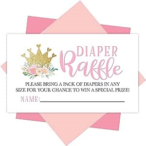 25 Baby Shower Diaper Raffle Tickets For Baby Shower Girl - Princess Baby Shower Games For Girls, Diaper Raffle Cards, Baby Raffle Tickets, Baby Shower Invitation Inserts, Baby Shower Ideas