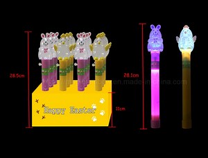 [Hot Item] Wholesale LED Flashing Wand Toy Light-up Rabbit Chicken Glow Sticks with Sound for Kids Easter Promotion