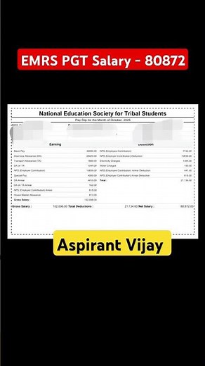 💥 EMRS Teachers Salary Slip #aspirantvijay #emrsvacancy2025 #emrsexam2025 #emrssalary #emrstgtpgt