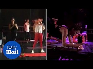 'Booty burn!' Brooke Burke joins a fitness class in Malibu
