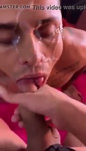 Shemale Big Facial on Guy - 8 spurts