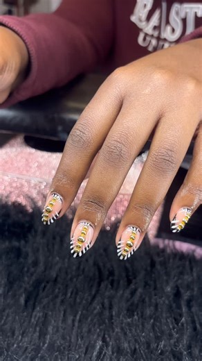 Been loving the abstract art 😍😍😍 She’s so grown Service: Overlay ✨ Shape: Almond Add ons: Intermediate Design Jewels (French, Cuticle, Cluster) #explore #phillynailtech #nailsnailsnails #reels #relatable #nailsofinstagram #nailtech #nailart | Taleya Singleton