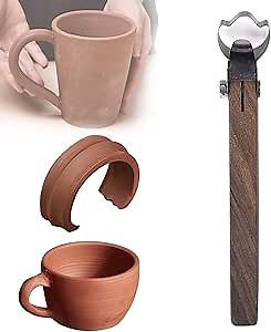 Pottery Handle Making Tool Clay Sculpture Scraper Pottery Clay Extruder Tool Handle Shape Cutters with Wooden Pottery Cup for Teacup Mug Carving A