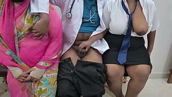 Doctor using patient infront of guardian