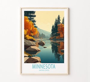 Minnesota United States Travel Poster, Minnesota Travel Print, United States Travel Wall Art, Home Decor, Wedding Gifts - Etsy