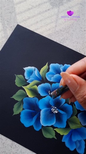 Love for Blue 💙 This exquisite one-stroke painting showcases a delicate blue flower, a symbol of tranquility and serenity. The single brushstroke technique highlights the effortless beauty of nature in a minimalist and elegant manner. . . . . Black sheet @brustro_official Colors @liquitexofficial . . . . #painting #onestroke #flowerpainting #floral #fyp #viralreels #trendingreels #aesthetic #ａｅｓｔｈｅｔｉｃ #wocol_official #acrylicpainting #art #artwork | WoCol