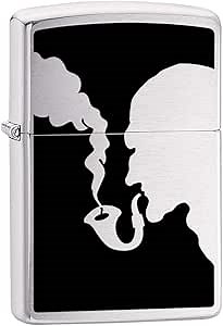 Amazon.com: Zippo Man Smoking Brushed Chrome Pipe Lighter, One Size : Health & Household