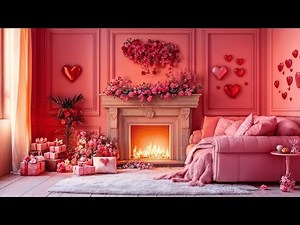 Romantic Jazz for Valentine’s Day ❤️ Cozy Pink Fireplace, Love & Passionate Jazz Music